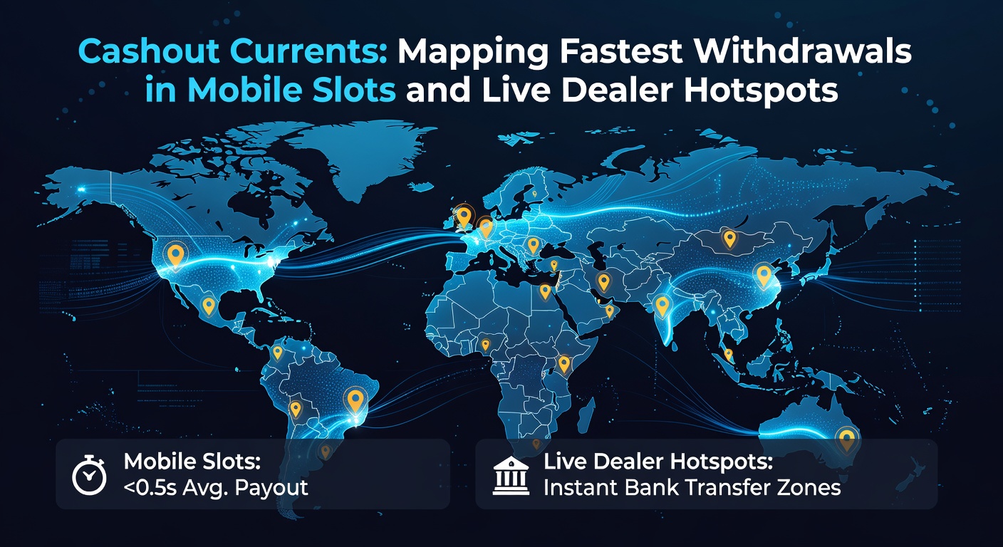 Infographic mapping global cashout speeds from mobile slots and live dealer games, highlighting regional leaders in minutes