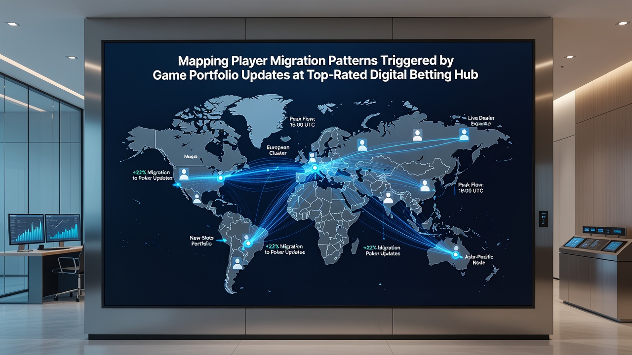Network diagram illustrating connections between digital betting hubs and player movement after portfolio updates