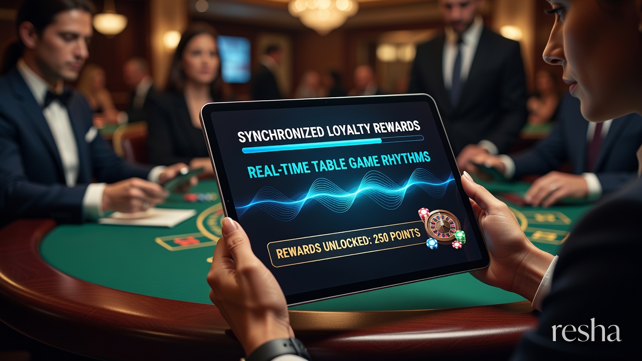 Live dealer table on a smartphone screen with overlaid loyalty progress indicators